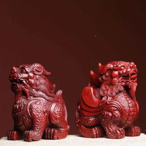紫公檀母貔貅品手把件件ZCV摆木雕汽车中控家居装饰玩物件