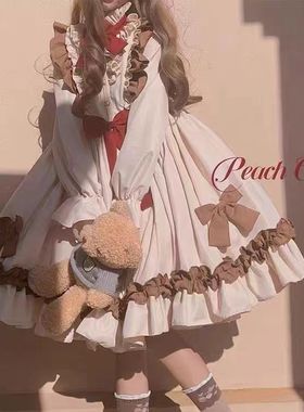 Lolita桃酥可可OP洛丽塔doll感复古Lolita洋装lo连衣裙秋冬可爱