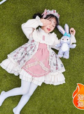 原创冬装新款儿童加绒加厚洛丽塔可爱公主裙女童学生日礼服连衣裙