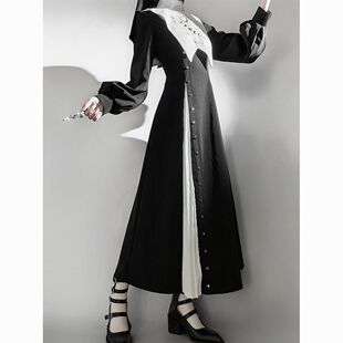 黑白修女 暗黑哥特风lolita连衣裙洛丽塔日常万圣节服饰cos服套装