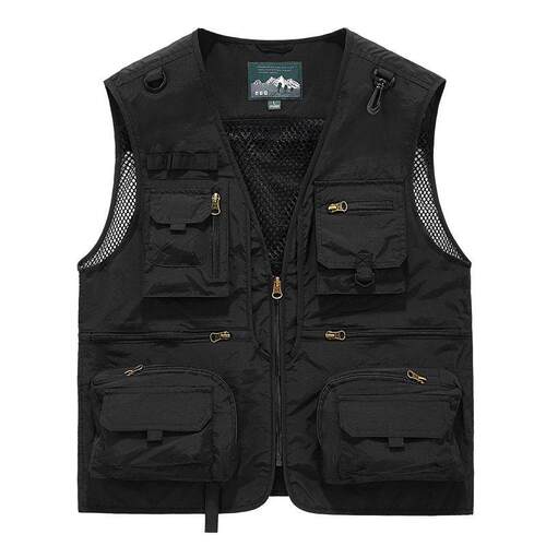 Men's Solid Color Lightweight All-Season Deep Cargo Vest