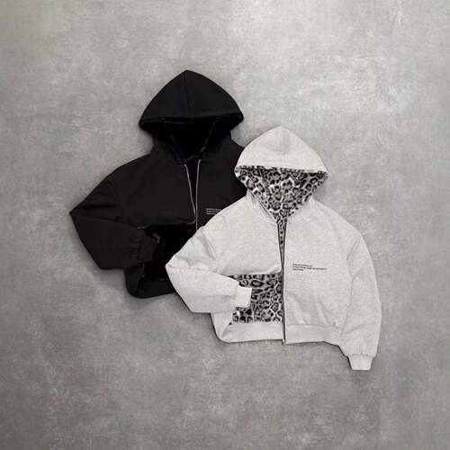 New Two-sided Clothing Harajuku Retro Leopard Print