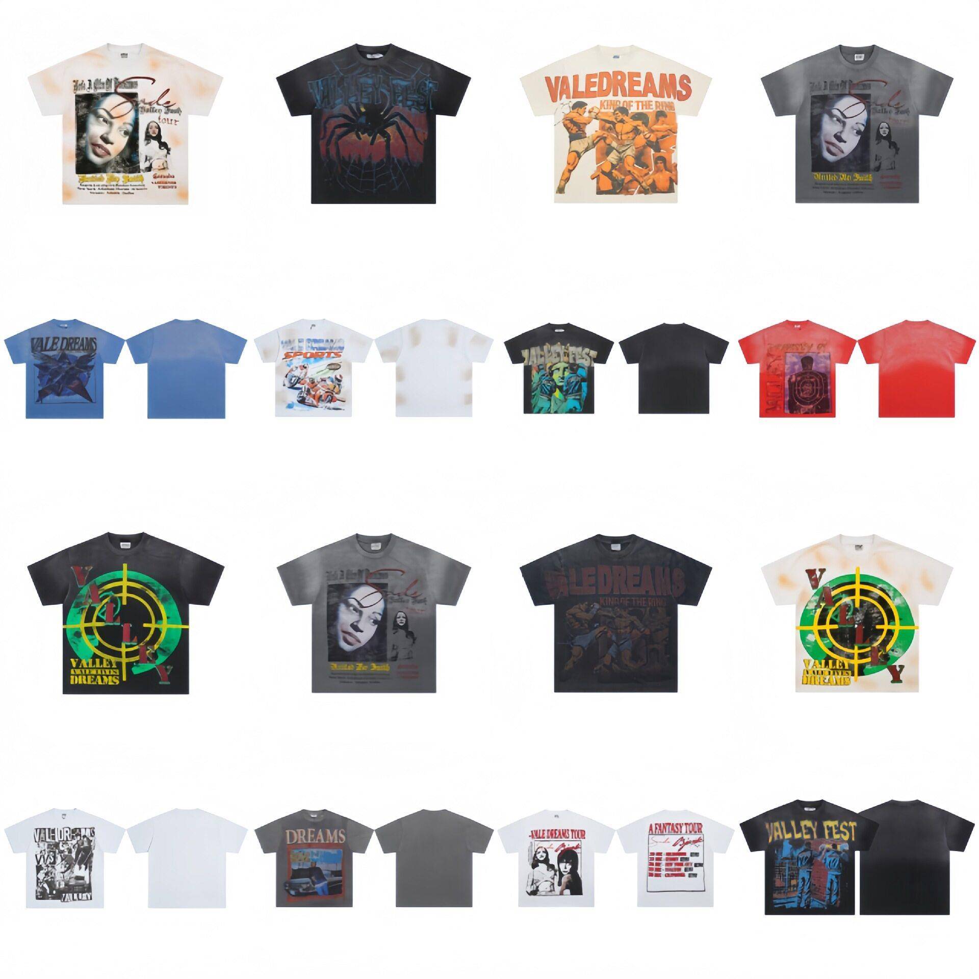 Short Sleeve Tshirts Retro Wash Old Streetwear Men Women - 实物图