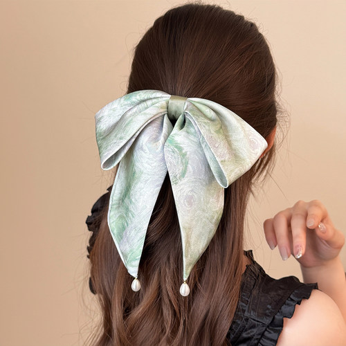 印象派梵高油画晕染缎面发饰