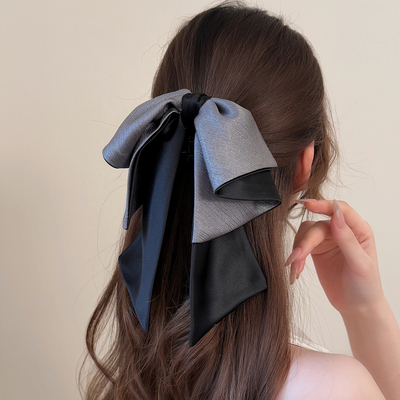 轻奢流光细褶皱飘带蝴蝶结马尾夹