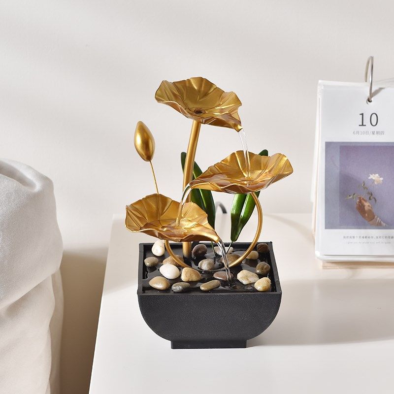 现代简约循环流水小型家居装饰品办公室桌面景观招财解压摆件送礼