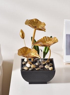 现代简约循环流水小型家居装饰品办公室桌面景观招财解压摆件送礼