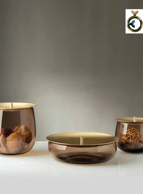 Nude努德 土耳其进口水晶玻璃金属盖玻璃罐首饰盒样板房装饰摆件