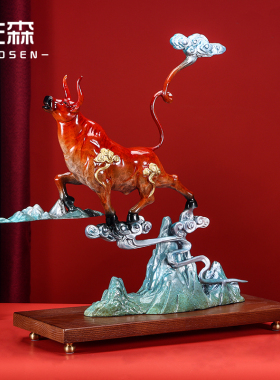 佐森铜牛摆件牛气冲天牛转乾坤办公室摆件招财工艺品开业艺术礼品