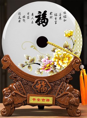 天然玉石平安扣摆件客厅办公室电视酒柜装饰乔迁新居礼品高档定制
