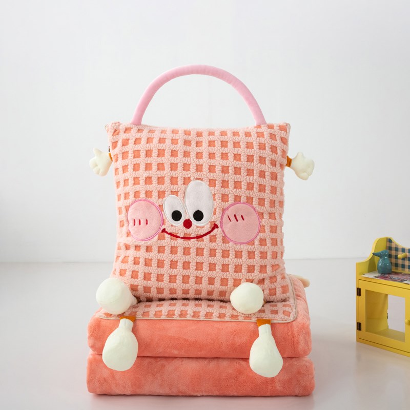 办公室午睡抱枕毯子二合一抱枕被子旅行毯卡通沙发客厅夏被毛毯