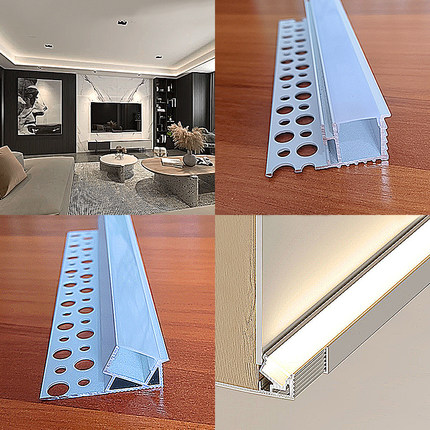斜38度单边铝槽回形顶灯带向上打光反光灯槽洗顶线性灯led氛围灯