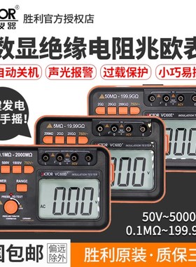 胜利绝缘电阻测试仪数字式兆欧表1000V智能电工绝缘表摇表VC60B+