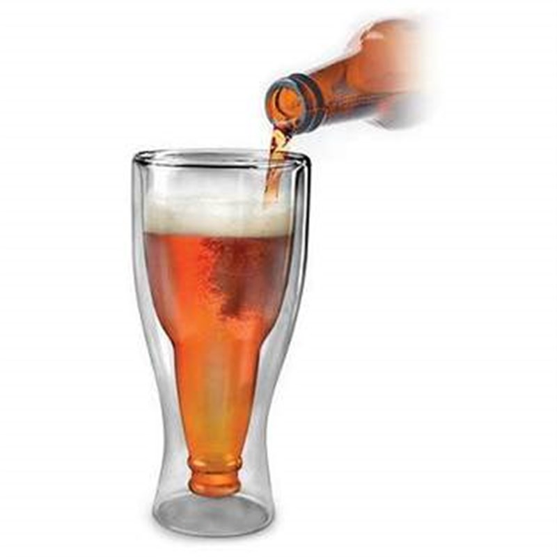 创意新奇啤酒酒杯视觉冲击玻璃酒杯翻转快乐双层玻璃啤酒杯杯子