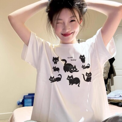 可爱猫猫纯棉短袖t恤女20