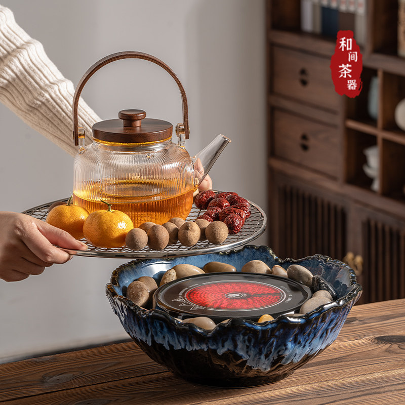 围炉煮茶电炉2024新款烤火炉套装玻璃茶壶泡茶家用煮茶炉煮茶器
