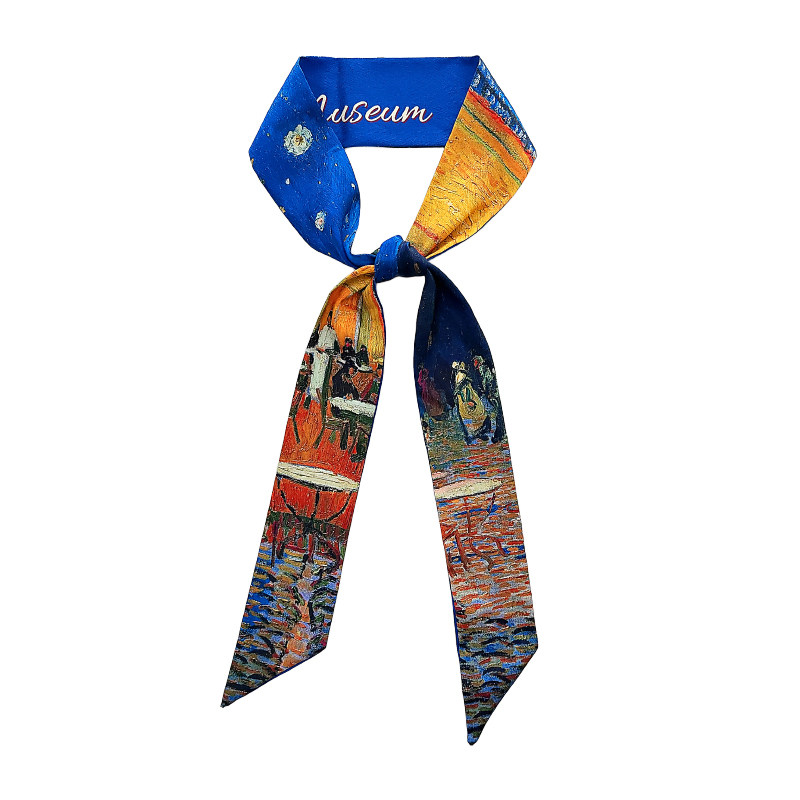 原创设计梵高咖啡馆油画绑包包手柄丝巾飘带领巾腰带发带绑耳机女,服饰配件/皮带/帽子/围巾,围巾/丝巾/披肩,淘宝优惠券,粉丝福利购,淘宝优惠卷