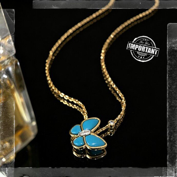 2026新款18K金天然绿松白石贝母蝴蝶项链高品质轻奢女款百搭礼物