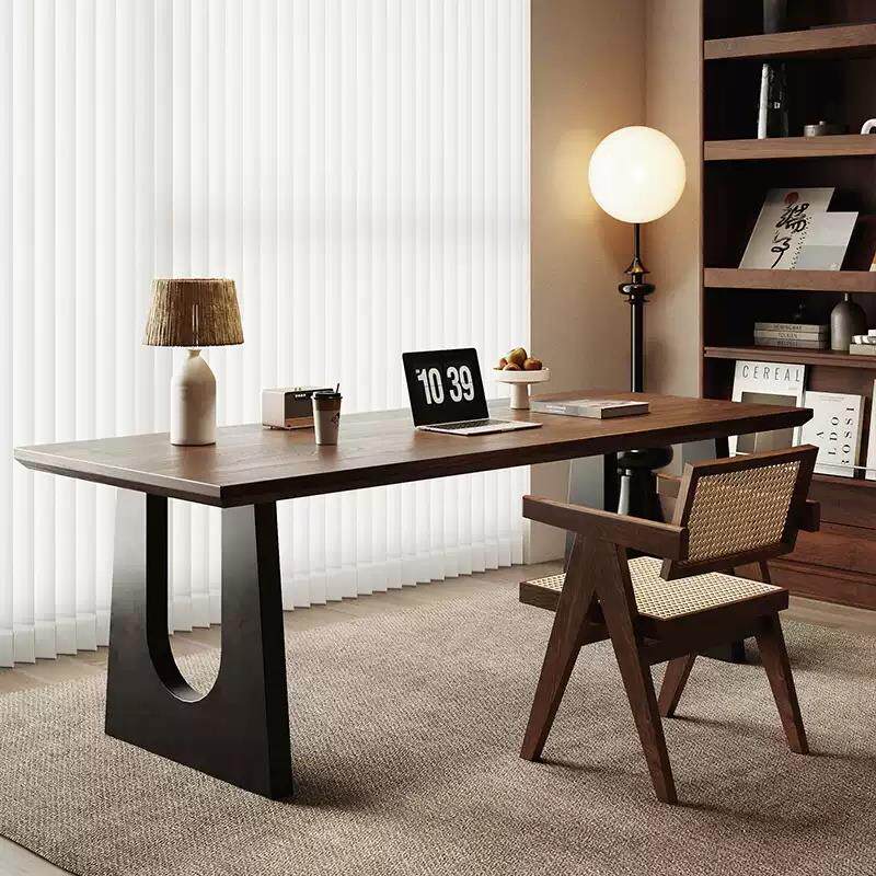 北美黑胡桃木中古餐桌长方形去客厅化大长工作台大板餐桌书桌一体