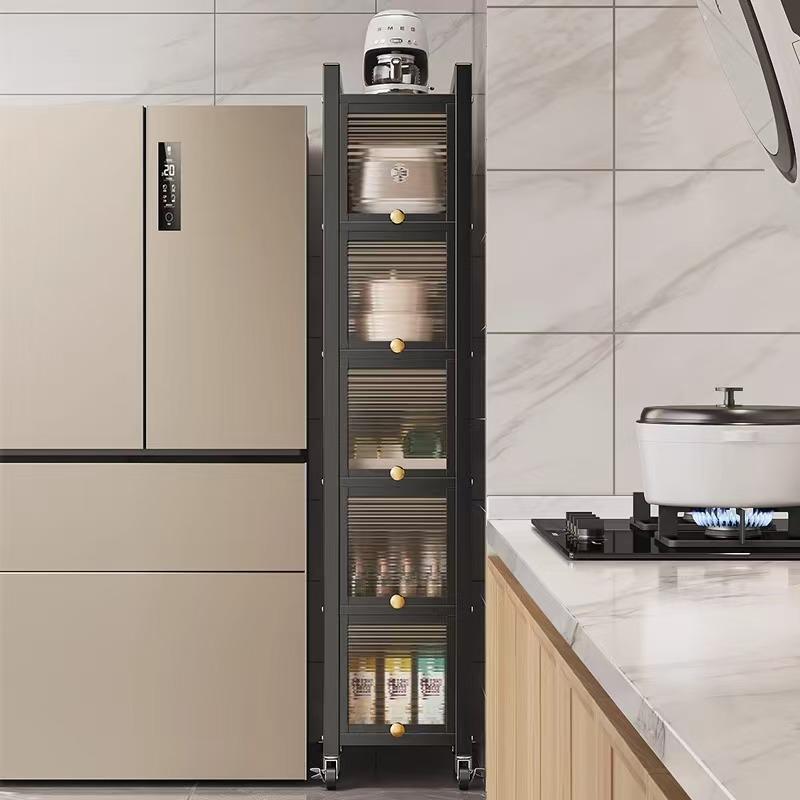 超窄厨房置物架多层夹缝收纳柜储物柜缝隙收纳餐边柜置物橱柜碗柜