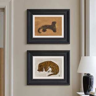 《财源滚滚》常玉法式客厅中古装饰画玄关过道餐厅复古挂画金钱豹