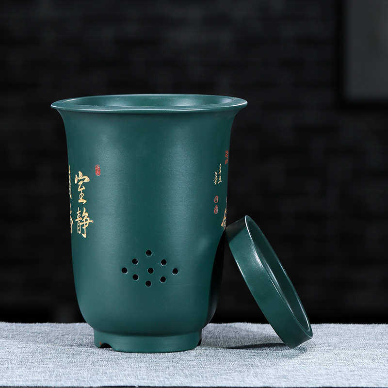 紫砂花盆带托盘兰花花盆简约君子兰盆专用盆室内桌面虎皮兰高花盆