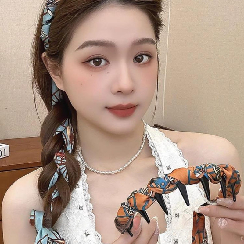 复古宫廷碎花带齿飘带发箍