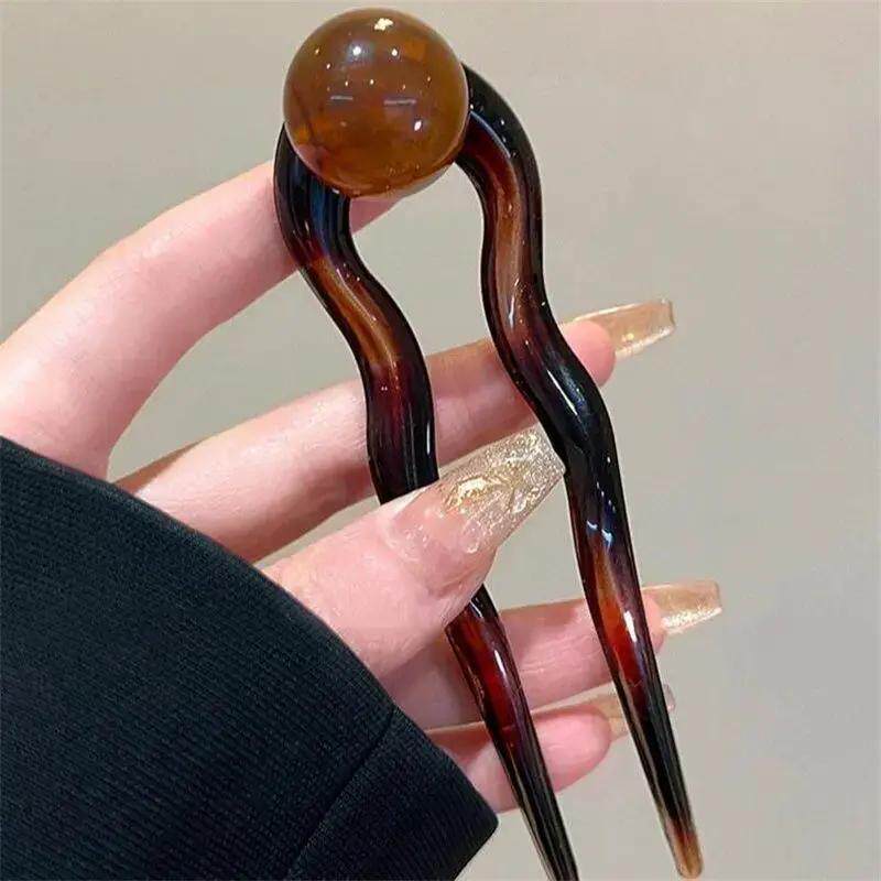 新中式U型发簪古风盘发丸子头