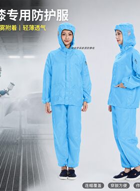 蓝色喷漆防护服连体全身耐脏工地