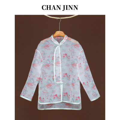 CHAN JINN/全锦薄款碎花直襟上衣衬衫女新款2025春季国风上衣