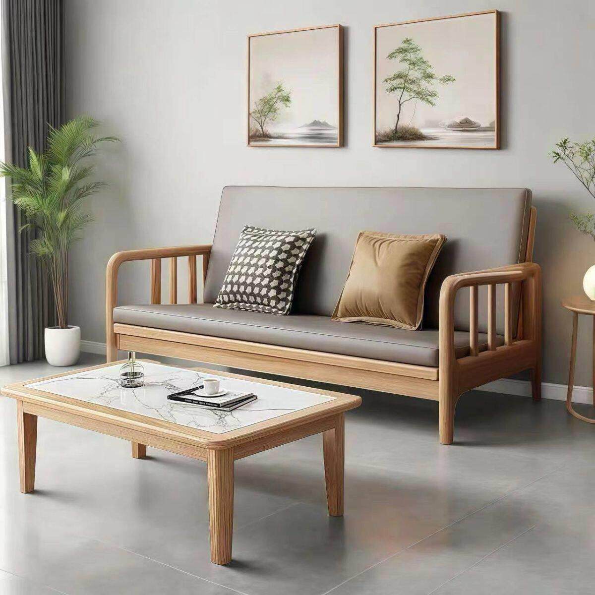 全实木折叠沙发床两用中式家用小户型伸缩客厅双人多功能卧室书房