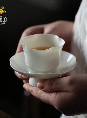 宋代美学功夫茶具品茗杯羊脂玉白瓷小茶杯陶瓷主人杯茶盏喝茶杯子
