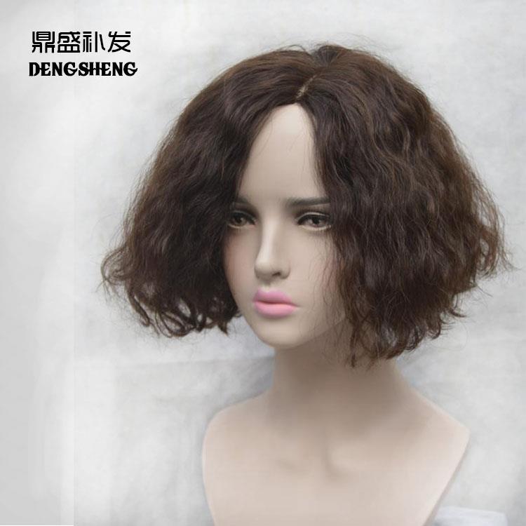 全手织假发女递针头套气质蓬松逼真自然新式泡面bobo中短卷发套