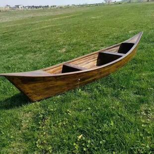 仿古木船景观装饰道具小船户外摄影花船两头尖欧式实木船