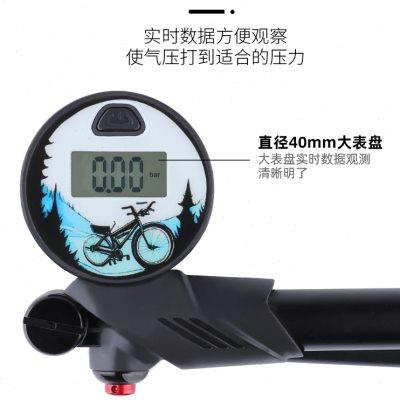 自行车电动车便携式高压打气筒带气压表前叉轮胎避震器后胆美法嘴