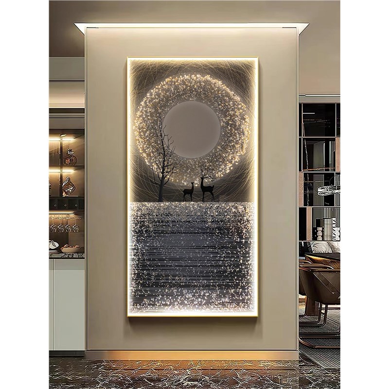 LED灯星空麋鹿玄关装饰画现代简约轻奢客厅走廊过道灯画高端挂画