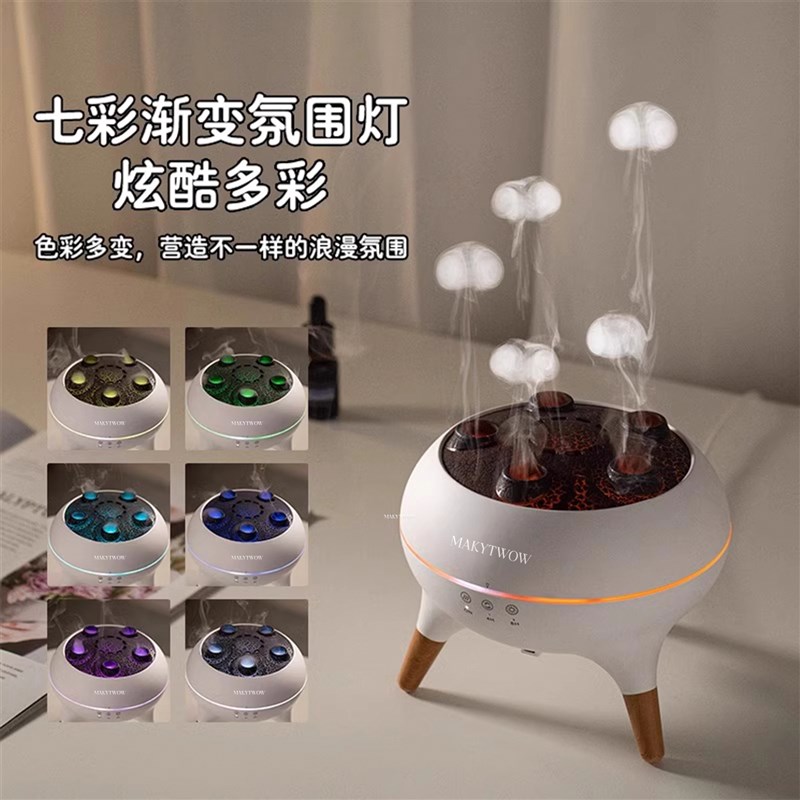 香薰水母加湿器小型声控拾音空调空气加湿机家用静音卧室氛围灯