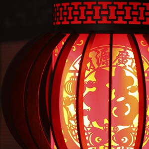 2022新年红灯笼旋转仿古福字中式阳台大门乔迁宫灯吊灯走马灯装饰
