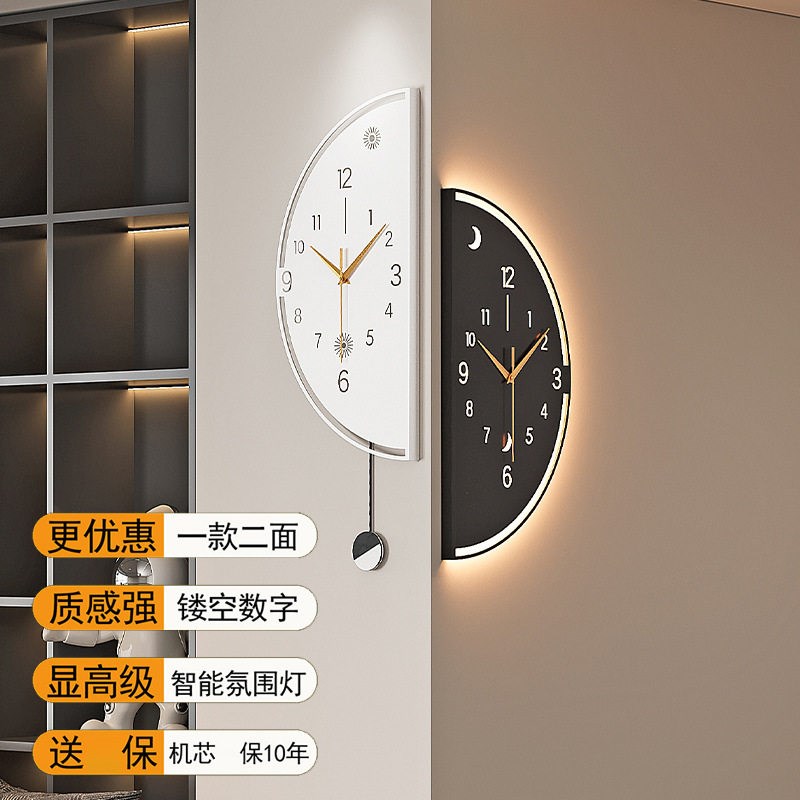 北欧风格双面转角挂钟家用客厅现代简约拐角创意时钟阳角静音钟表