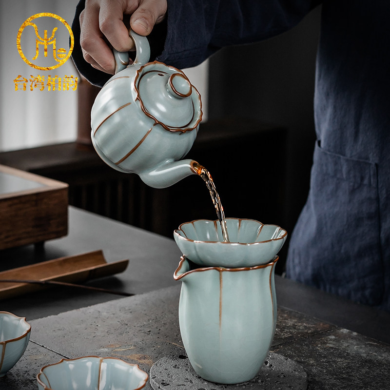 柏韵邱卫国汝窑茶具套装汝瓷开片冰裂陶瓷功夫茶家用客厅办公送礼