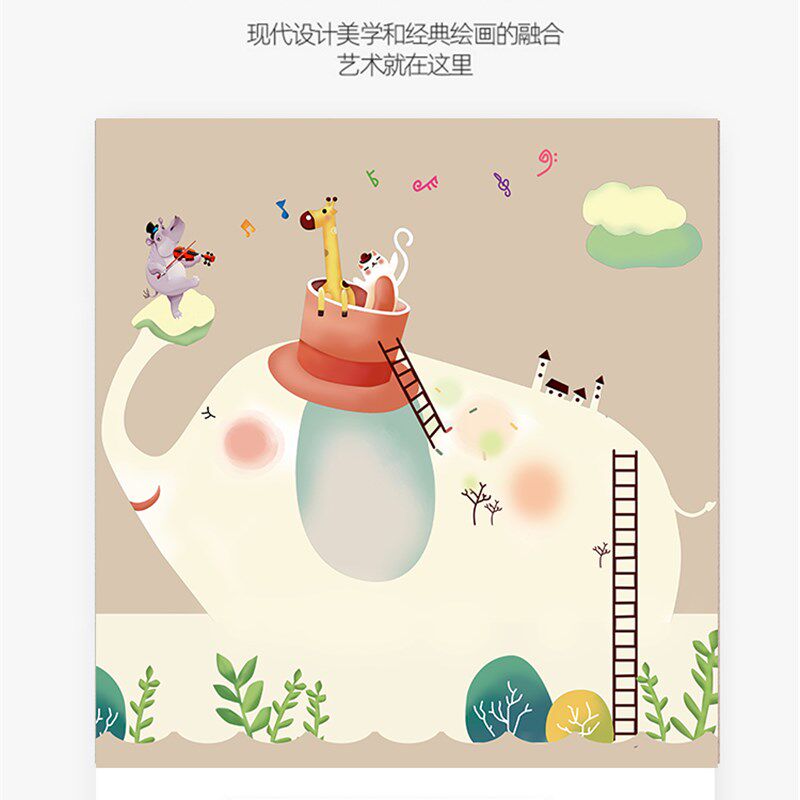 可爱大象儿童房间衣柜门贴纸卧室柜子翻新自粘玻璃推拉门环保贴画