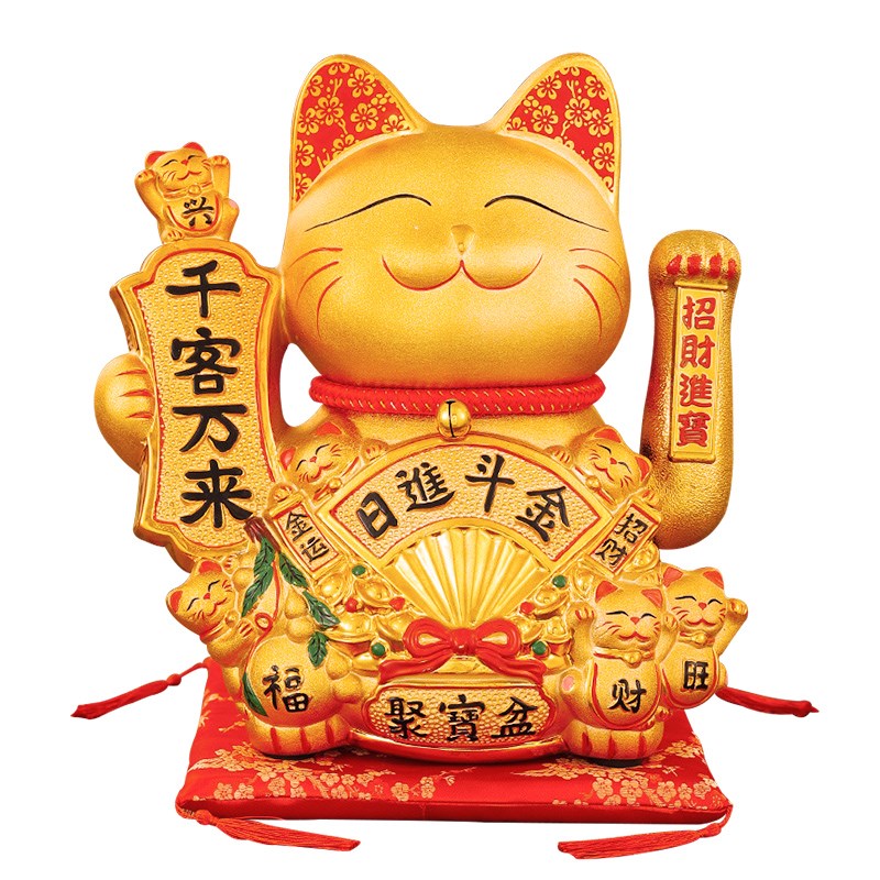 3-大号金色招财猫摆件自动招手乔迁开业礼品公司吧台入户发财猫