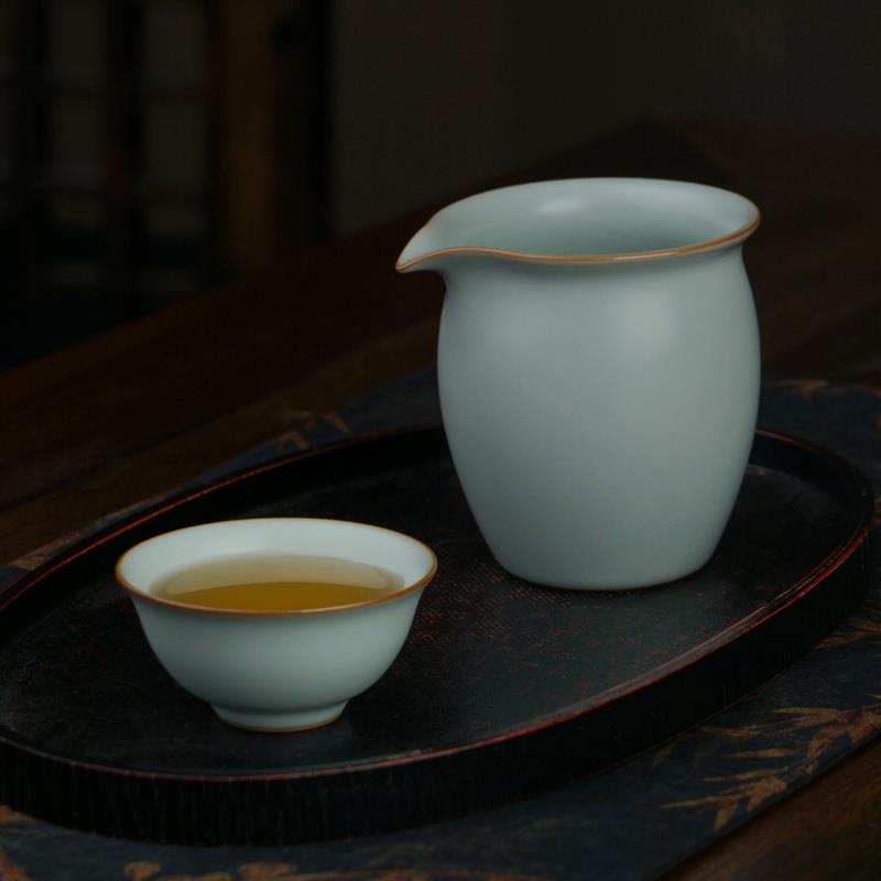 手工汝窑茶海公道杯茶具陶瓷分茶公杯单个景德镇仿古汝瓷开片可养