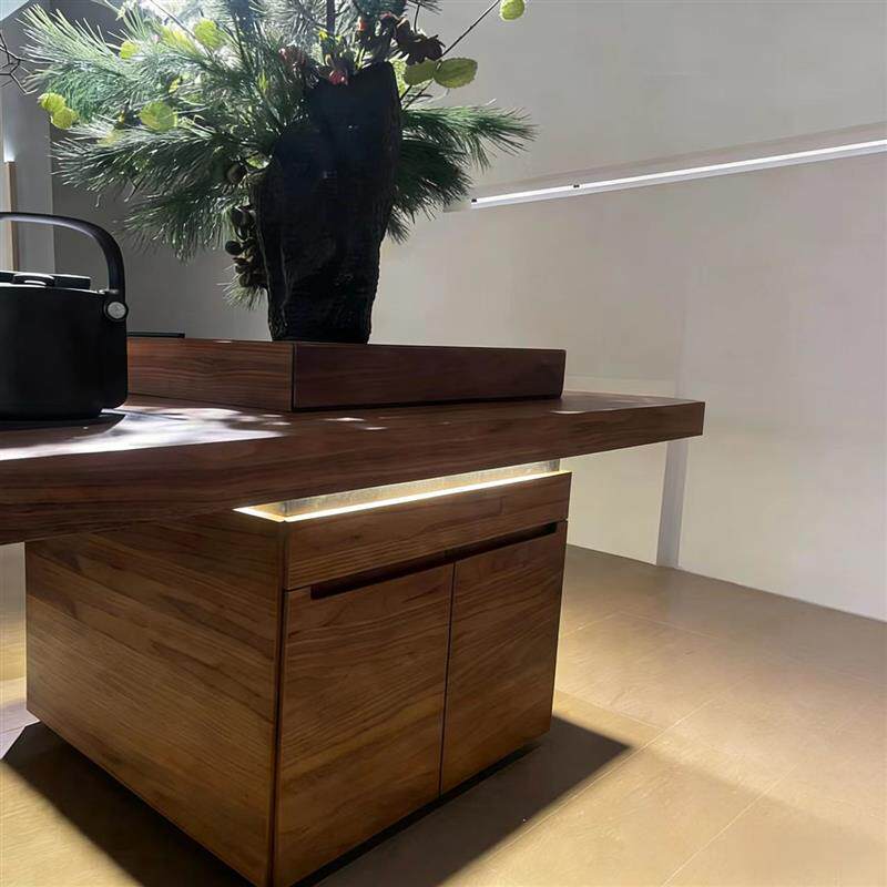 新中式实木茶桌现代轻奢高端压克力办公室接待茶桌椅简约功夫茶台