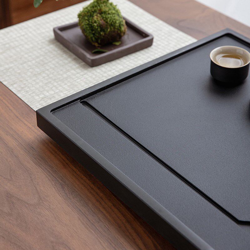 乌金石茶盘整块天然石茶台家用大小号简约家用定制嵌入式石头石盘