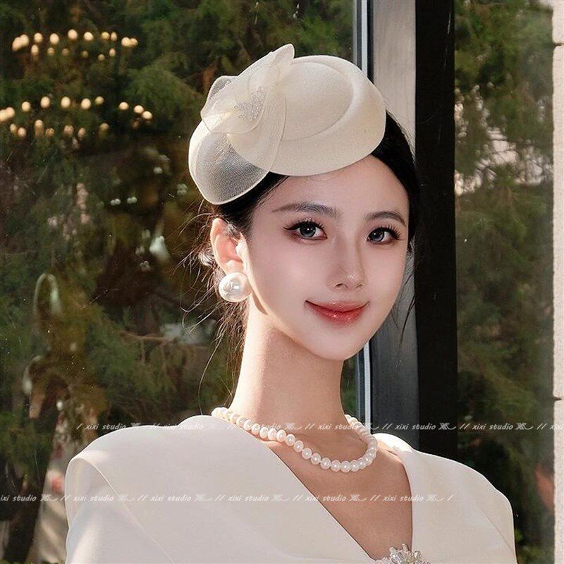 法式复古千金感网纱花朵小礼帽轻奢小香风高级感帽子搭配礼服新品