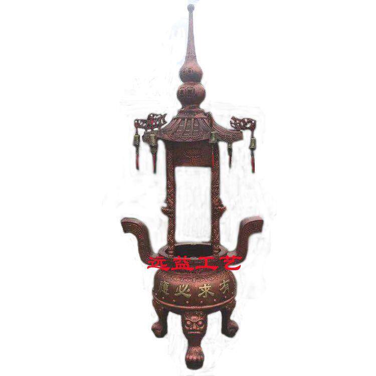 寺院铸铁六龙柱插香炉 寺庙圆形带盖户外三足鼎大型香炉道观祖堂