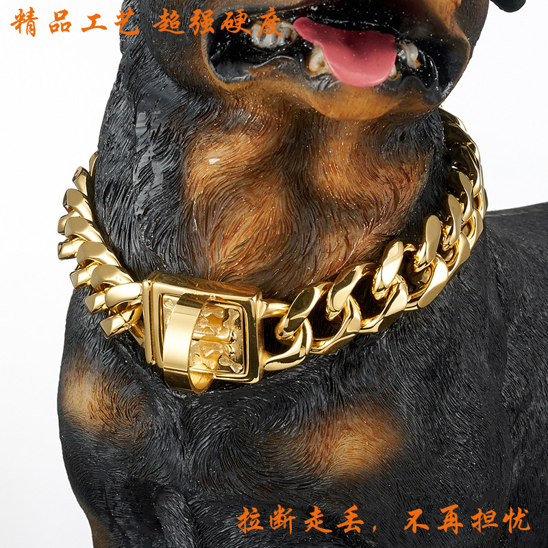 狗项圈大型中大型牵引绳不锈钢金属狗链子刻字宠物项金链脖套防咬