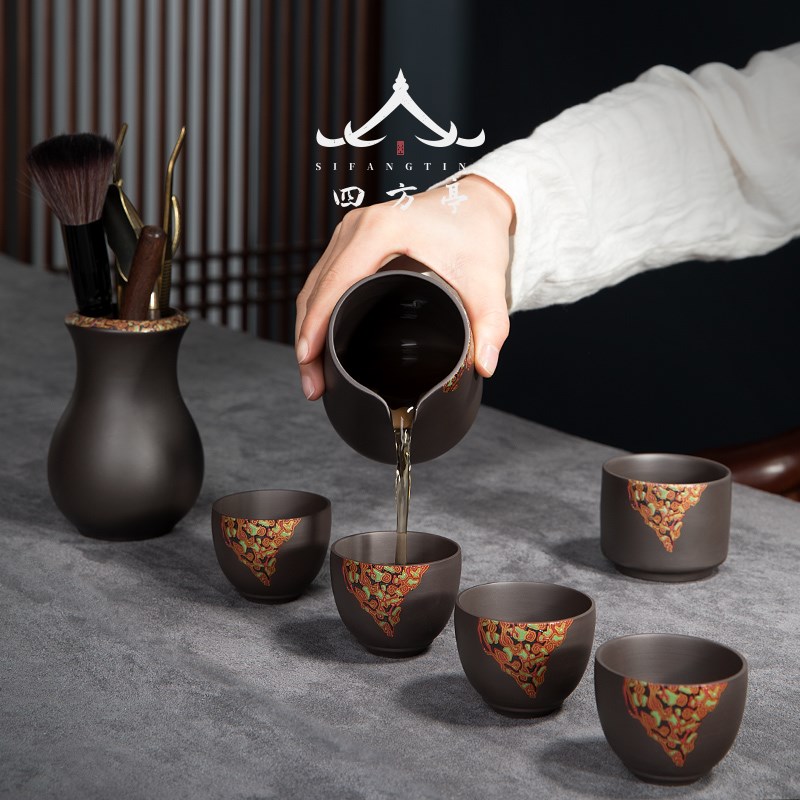 紫砂茶具套装功夫盖碗家用高档中式茶壶茶杯紫砂壶客厅礼盒轻奢