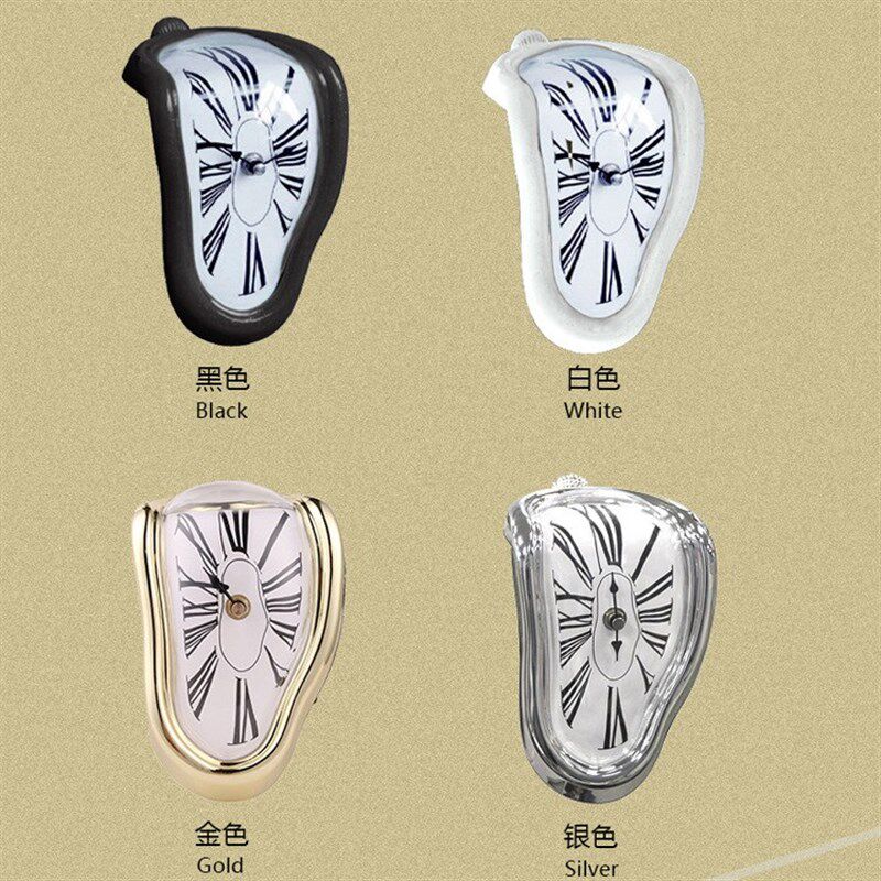 创意家居桌角扭曲时钟融化钟桌角装饰钟罗马数字钟复古挂钟时空钟
